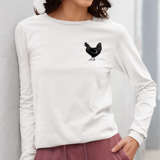 BLACK CHICKEN HEART UNISEX LONG SLEEVE TEE